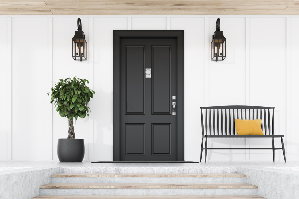 Trendy and modern black exterior door in El Paso