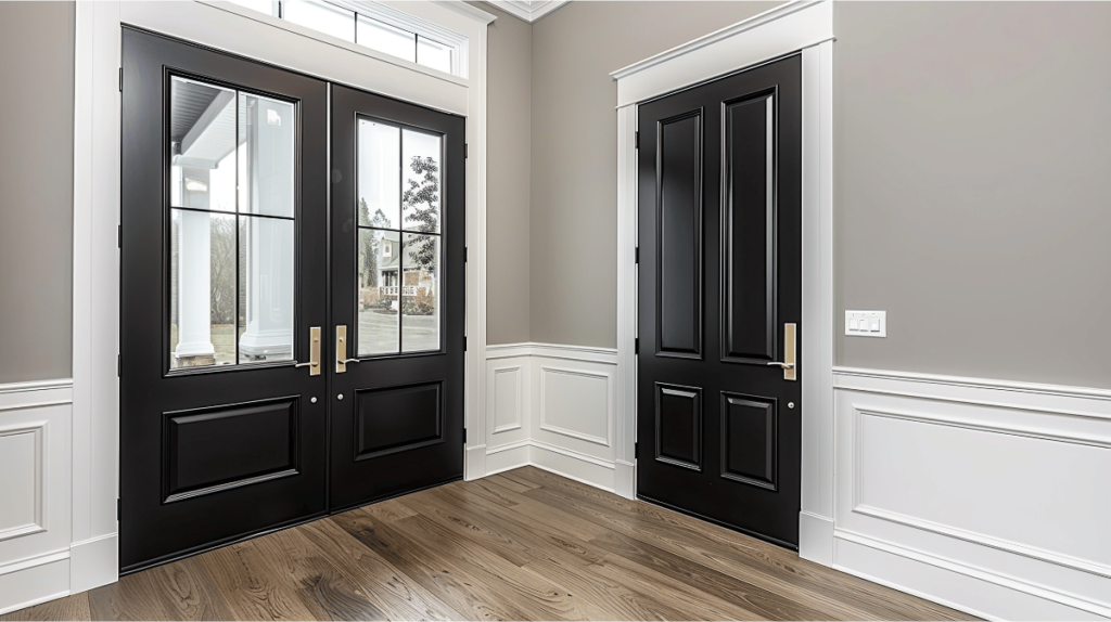 A home with matching interior doors, trim, and hardware