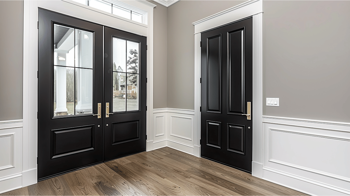 A home with matching interior doors, trim, and hardware