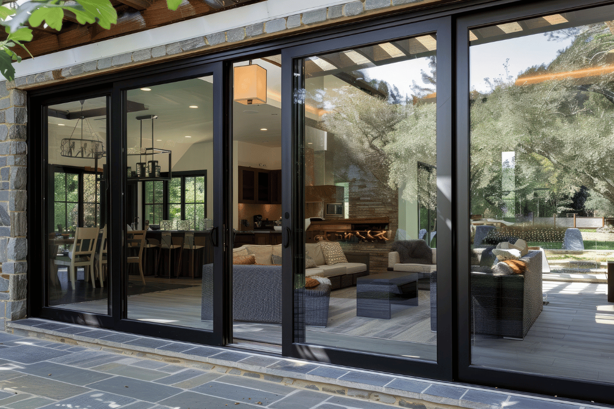 Patio doors connecting the living room to the patio